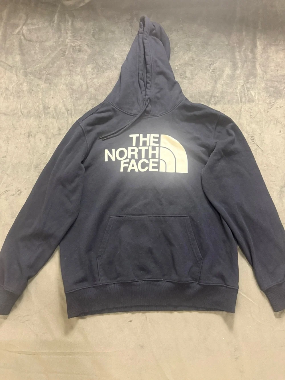 The North Face Men's Blue Graphic Logo Pullover Hoodie Fleece Cotton L